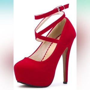OCHENTA Women's Ankle Strap Platform Party Closed Toe Dress High Heels Pumps